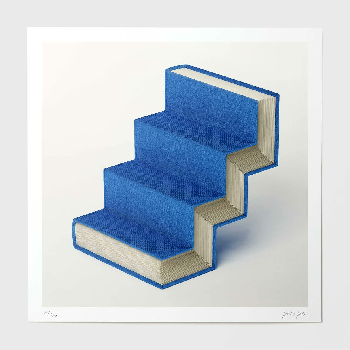 Book shaped as a stairs. Illustration by Javier Jaen